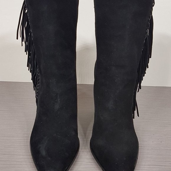 Dolce Vita Ileen Suede Fringe Boots Black Womens Size 10 - Picture 2 of 10
